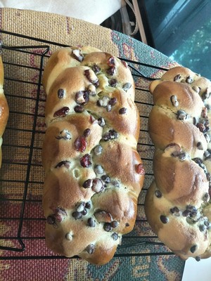 抹茶蜜豆蔓越莓面包  制作方法