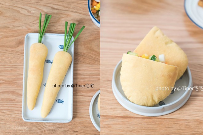 胡萝卜口袋面包 制作方法